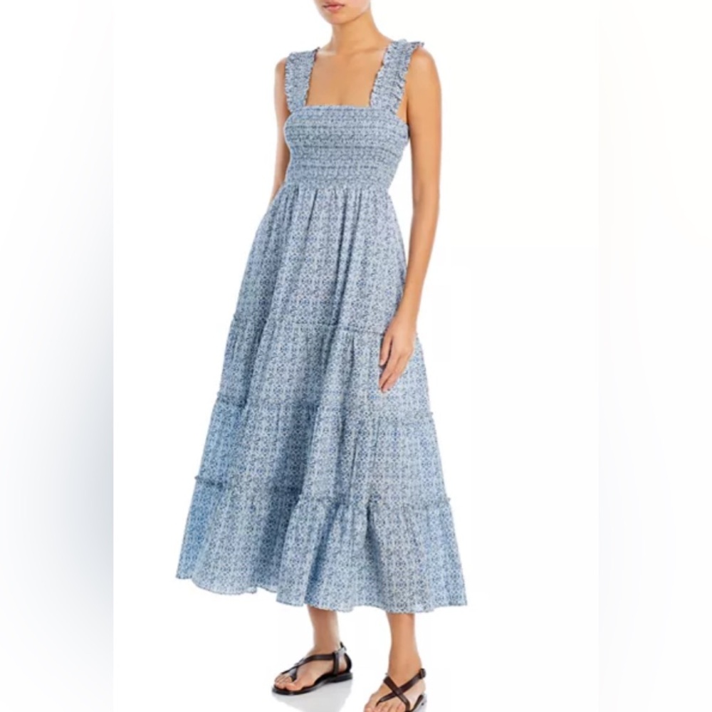 Lucy Paris Smocked Midi Dress Blue